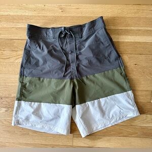 H&M Men's Colorblock Swim Shorts - Dark Gray, Olive, White